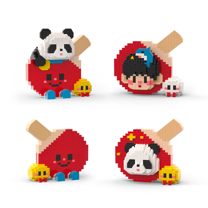 Table Tennis Champion - Leuke Panda Champion tafeltennisracket bouwstenen, randornamenten,
