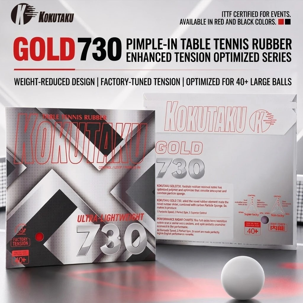 Table Tennis Venue - Kokutaku Tafeltennisrubber Gold 730 Lichtgewicht Intern