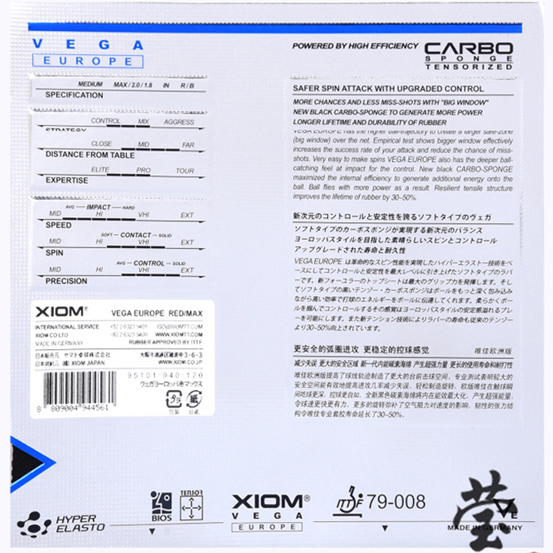 XIOM VEGA EUROPE Tafeltennisru - Table Tennis Germany recensie en prijs